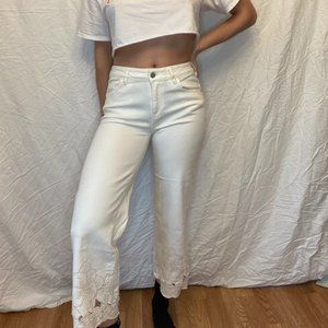 Anthropologie white jeans with cute detailing